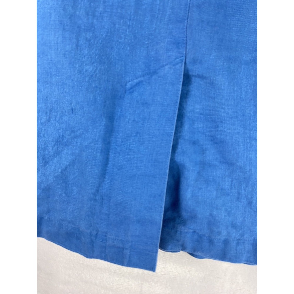 2/$30 Jillian Jones 100% Linen Shirt M Blue Button Front 3/4 Sleeve Lagen - Picture 10 of 14